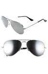 Ray Ban Standard Original 58mm Aviator Sunglasses In Silver Mirror