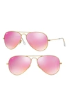 Ray Ban Standard Original 58mm Aviator Sunglasses In Fuchsia/ Mirror