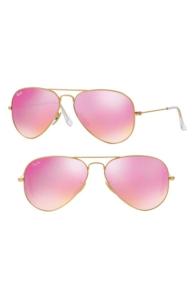 Ray Ban Standard Original 58mm Aviator Sunglasses In Fuchsia/ Mirror