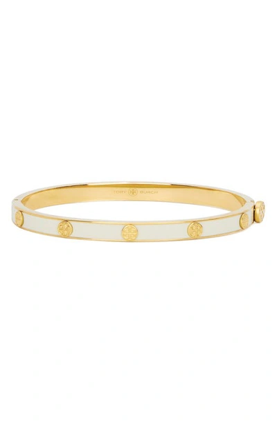 Tory Burch Miller Goldtone & Enamel Hinge Bracelet In Tory Gold / New Ivory