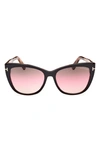 Tom Ford Nora 57mm Gradient Cat Eye Sunglasses In Black/ Other / Gradient Brown