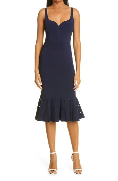 Ted Baker Emesta Needle Stitch Mermaid Hem Midi Dress In Navy | ModeSens