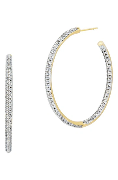 Freida Rothman Pavé Cubic Zirconia Hoop Earrings In Gold And Silver