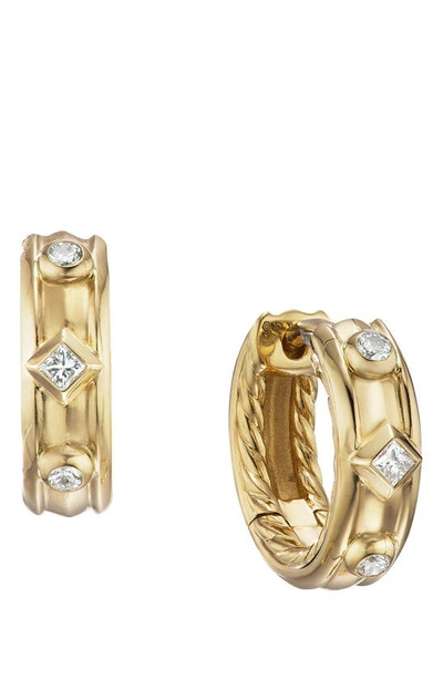 David Yurman Modern Renaissance Huggie Hoop Earrings In Diamond