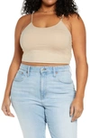 Bp. Knit Organic Cotton Crop Camisole In Tan Doeskin