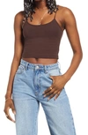 Bp. Knit Organic Cotton Crop Camisole In Brown Coffee