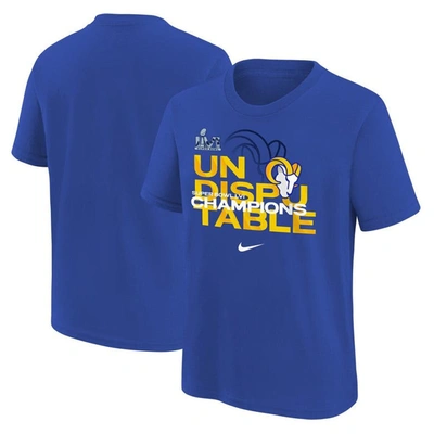 Nike Kids' Youth  Royal Los Angeles Rams Super Bowl Lvi Champions Slogan T-shirt