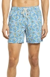 Fair Harbor The Bungalow Stripe Board Shorts In Blue Paisley