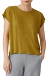 Eileen Fisher Boxy Crewneck Top In Mustard Seed