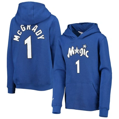 Mitchell & Ness Kids' Youth  Tracy Mcgrady Blue Orlando Magic Hardwood Classics Name & Number Pullover Hood