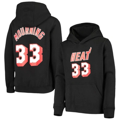 Mitchell & Ness Kids' Youth  Alonzo Mourning Black Miami Heat Hardwood Classics Name & Number Pullover Hood