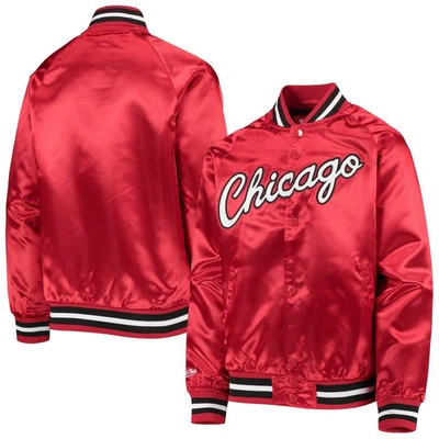 Mitchell & Ness Kids' Youth  Red Chicago Bulls Hardwood Classics Satin Raglan Full-snap Jacket