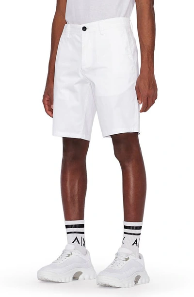 Armani Exchange Slim Fit Stretch Chino Shorts In Solid White