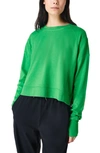 Sweaty Betty After Class Cotton Blend Crop Sweatshirt In Court Green