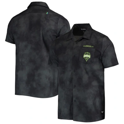 The Wild Collective Black Seattle Sounders Fc Abstract Cloud Button-up Shirt