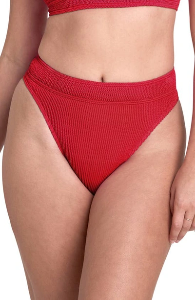 Bound By Bond-eye The Savannah High Waist Bikini Bottoms In Baywatch Red
