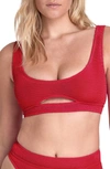 Bound By Bond-eye The Sasha Cutout Bikini Top In Baywatch Red