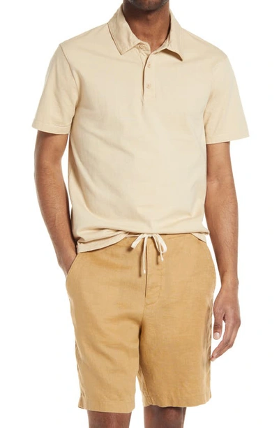 Vince Regular Fit Garment Dyed Cotton Polo Shirt In Washed Eagle Rock