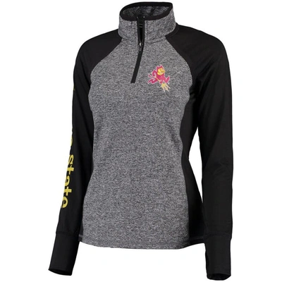 Camp David Women's Gray And Black Arizona State Sun Devils Finalist Quarter-zip Pullover Jacket In Gray,black