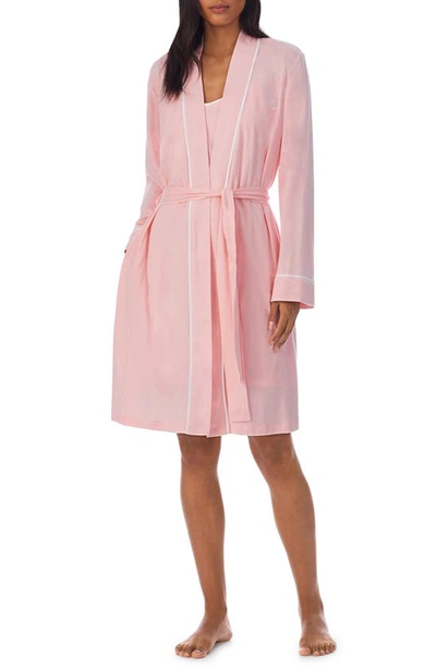 Lauren Ralph Lauren Satin Chemise, Robe & Garment Bag In Pink
