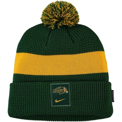 Nike Green Ndsu Bison Logo Sideline Cuffed Knit Hat With Pom