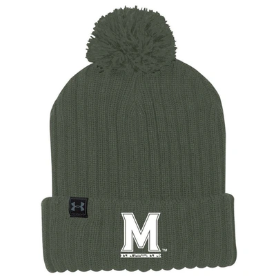 Under Armour Olive Maryland Terrapins Freedom Cuffed Pom Knit Hat