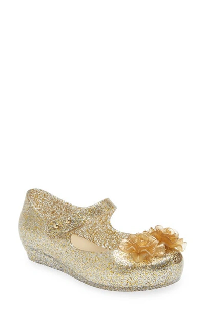Melissa Kids' Mini Ultragirl Garden Mary Jane In Clear Glitter Gold