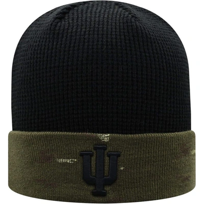 Top Of The World Men's  Olive, Black Indiana Hoosiers Oht Military-inspired Appreciation Skully Cuffe In Olive,black