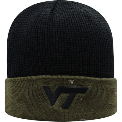 Top Of The World Men's  Olive, Black Virginia Tech Hokies Oht Military-inspired Appreciation Skully C In Olive,black