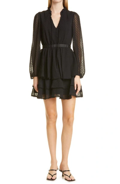Jason Wu Collection Collection Clip Dot Long Sleeve Chiffon Dress In Black