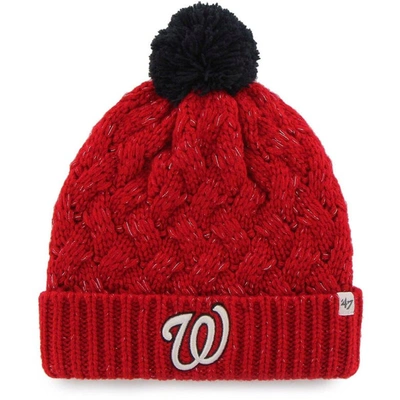 47 Brand '47 Red Washington Nationals Knit Cuffed Hat With Pom