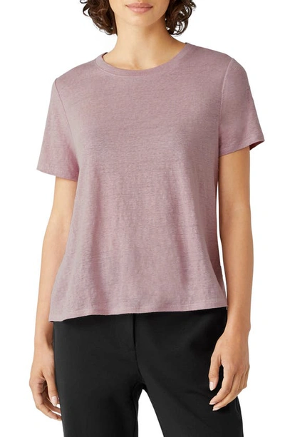 Eileen Fisher Organic Linen Crewneck T-shirt In Light Plum