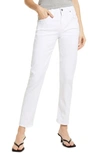 Ag Slouchy Ankle Slim Ex-boyfriend Jeans In Classic White Destructed