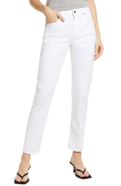 Ag Slouchy Ankle Slim Ex-boyfriend Jeans In Classic White Destructed