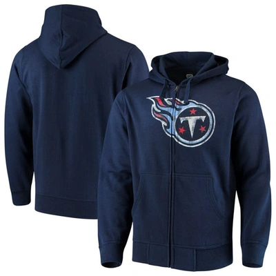 Starter G-iii Sports By Carl Banks Navy Tennessee Titans Primary Logo Full-zip Hoodie