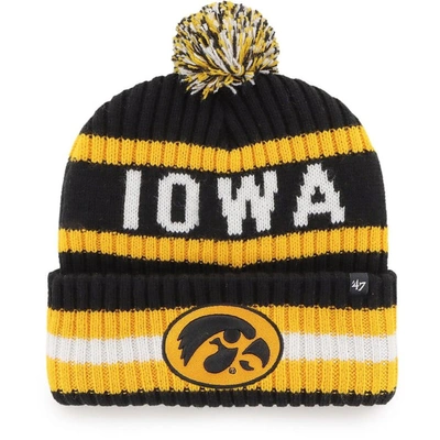 47 ' Black Iowa Hawkeyes Bering Cuffed Knit Hat With Pom