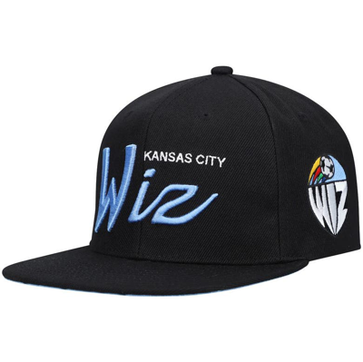 Mitchell & Ness Men's Black, Blue Sporting Kansas City Historic Logo Since '96 Foundation Script Snapback Hat In Black,blue