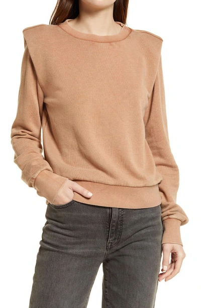 Treasure & Bond Shoulder Pad Cotton Blend Sweatshirt In Brown Umber