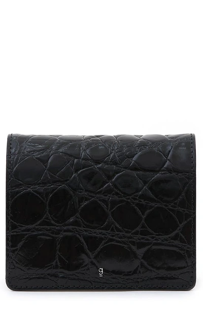 Gu-de Tiny Croc Embossed Leather Crossbody Bag In Black