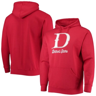 Stitches Red Detroit Stars Negro League Logo Pullover Hoodie