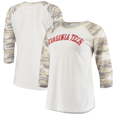 Camp David White/camo Virginia Tech Hokies Boyfriend Baseball Raglan 3/4 Sleeve T-shirt