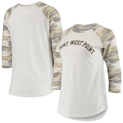 Camp David Women's White And Camo Army Black Knights Boyfriend Baseball Raglan 3/4-sleeve T-shirt In White/camo