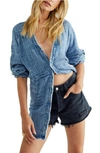 Free People Daydream Indigo Denim Button-up Shirt In Light Indigo