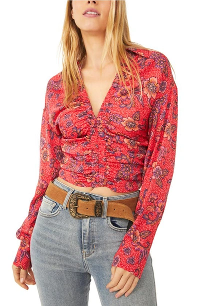 Free People I Got You Printed Top In Red