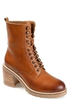 Journee Signature Malle Lace-up Boot In Cognac