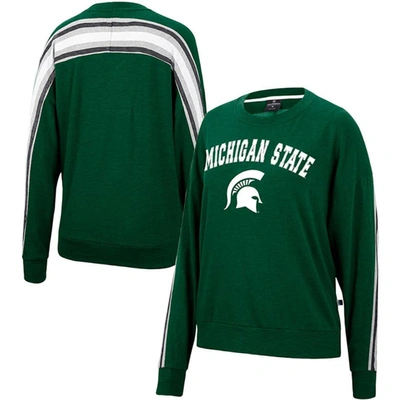 Colosseum Heathered Green Michigan State Spartans Team Oversized Pullover Sweatshirt