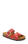 Naot Chicago Crossband Leather Footbed Sandal In Kiss Red Leather