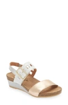 Naot Dynasty Wedge Sandal In Rose Gold/ White Pearl/ Silver