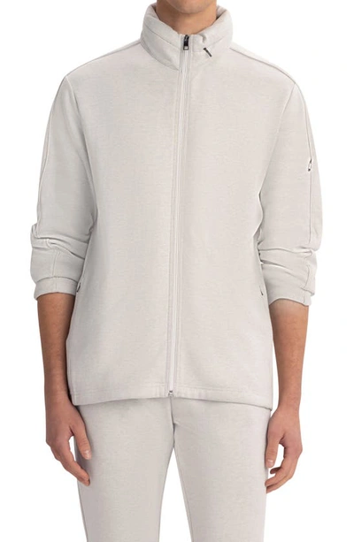 Bugatchi Comfort Cotton Blend Mock Neck Jacket In Chalk