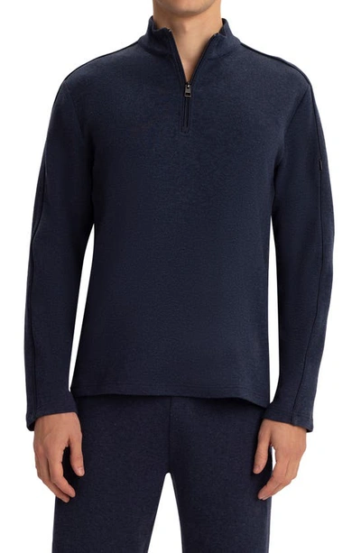 Bugatchi Comfort Cotton Blend Quarter Zip Pullover In Navy